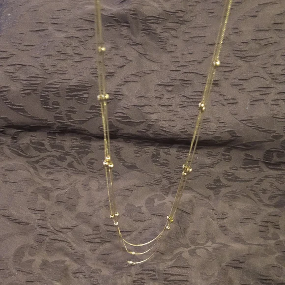 Liz Claiborne Womens Gold Tone Necklace. Long, Chained And Beaded. Signed. - Picture 6 of 6